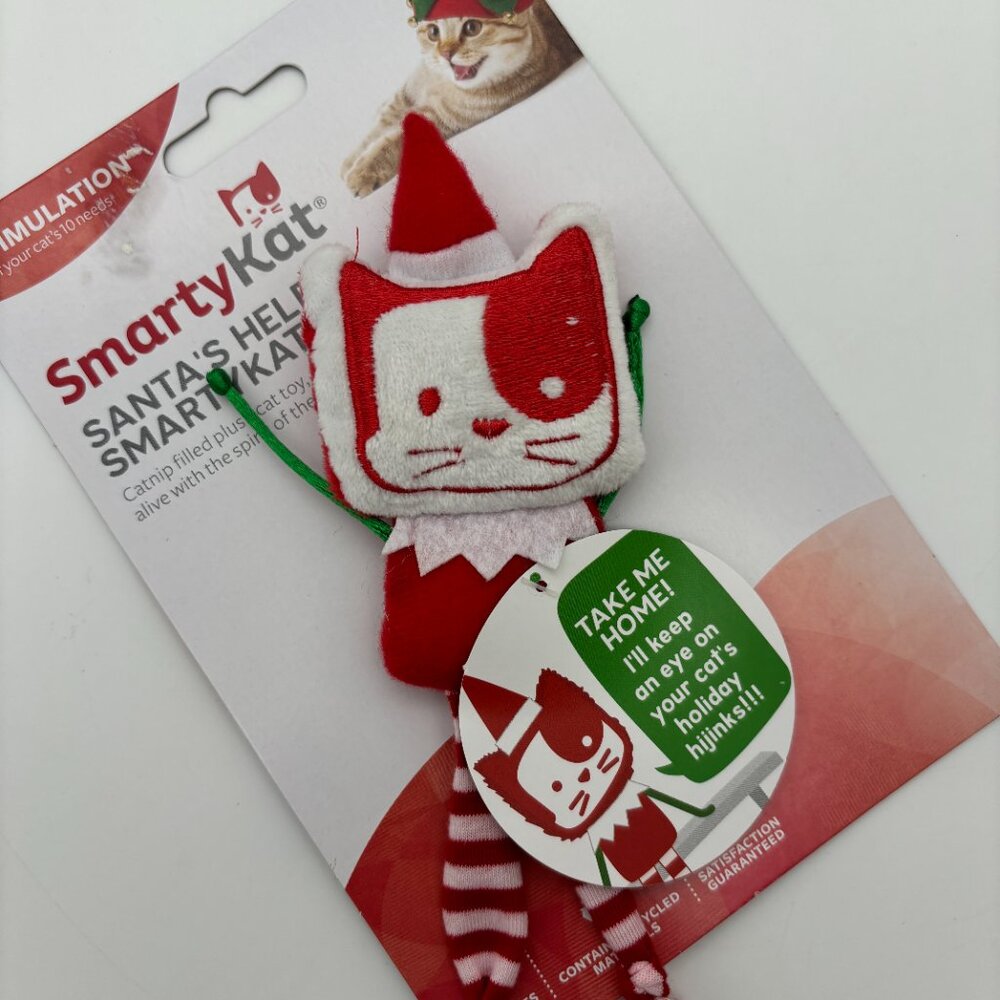 SmartyKat Santa's Helper Elf Holiday Soft Plush Catnip Cat Pet Toy NEW Christmas